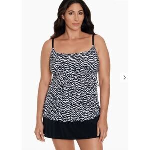 NWOT Longitude Long Torso Ruffle Faux Shirtini Swimsuit Majorca Size 18